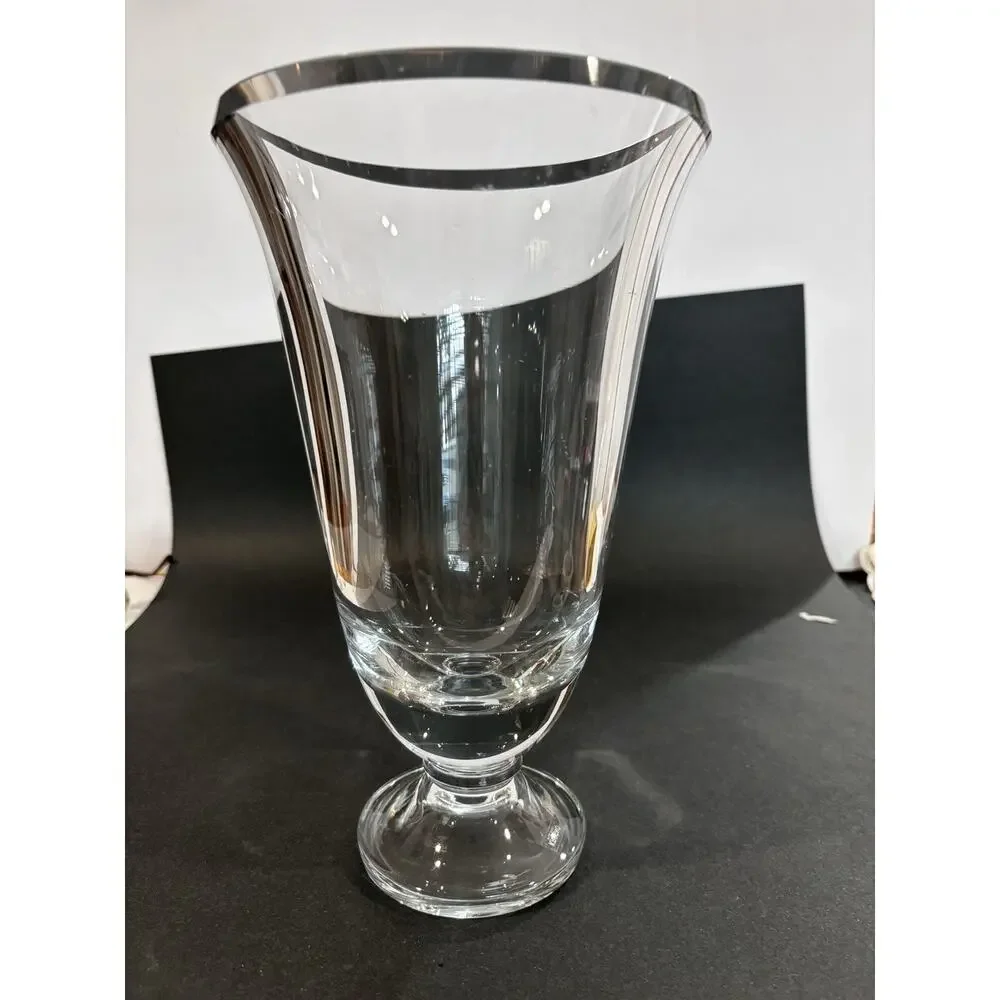 KROSNO Poland Heavy Clear Glass Pedestal Vase 11